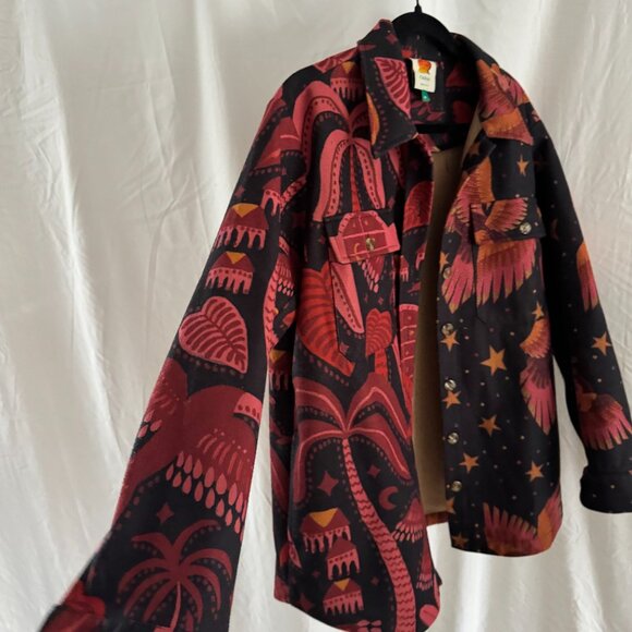 Farm Rio mixed print, fleece shirt flannel Jacket - Picture 4 of 6